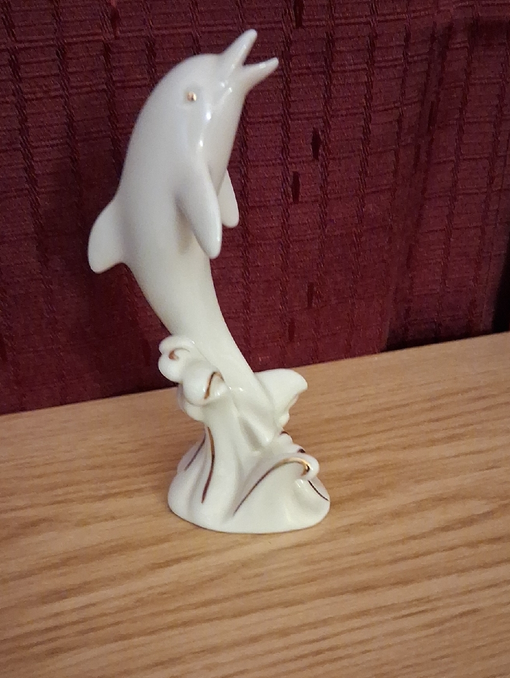 Lenox White Ceramic Dolphin Figurine with Gold Trim - vintage